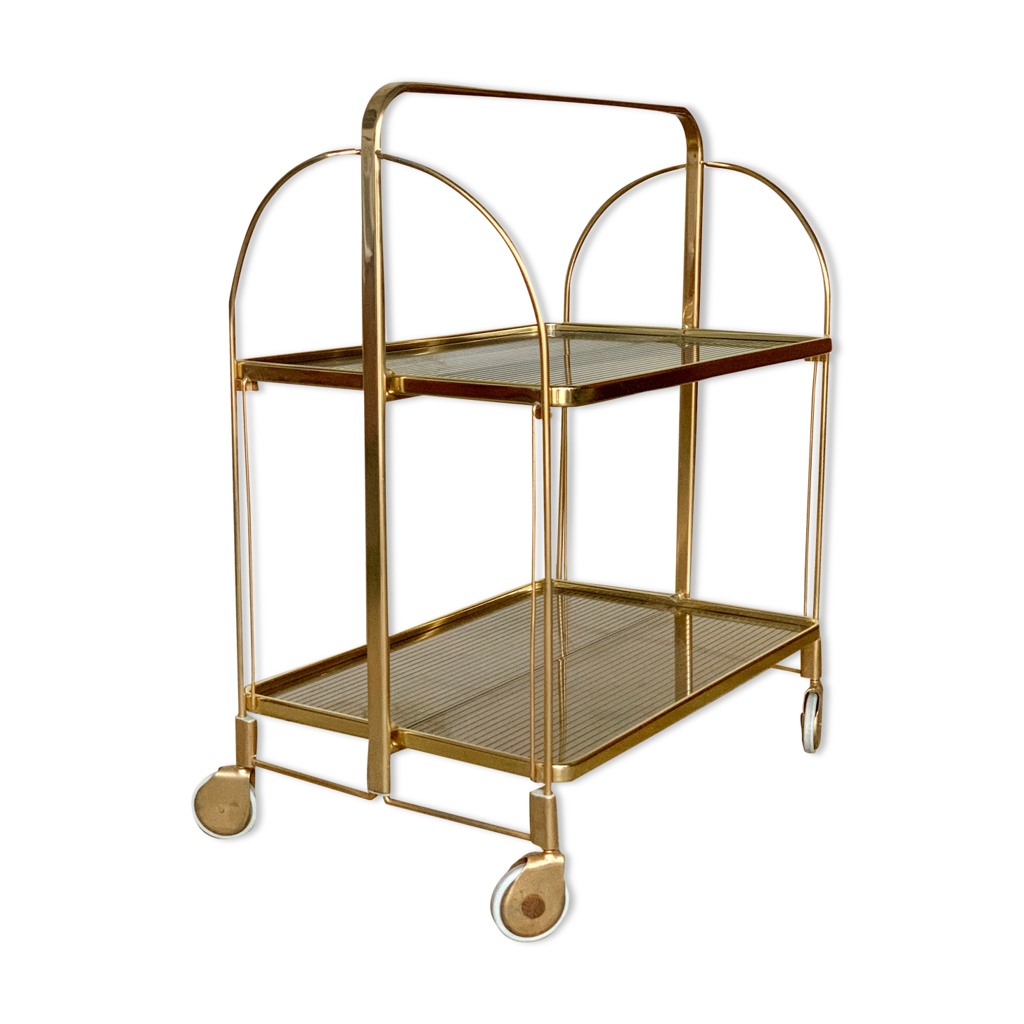 Desserte dorée roulante vintage