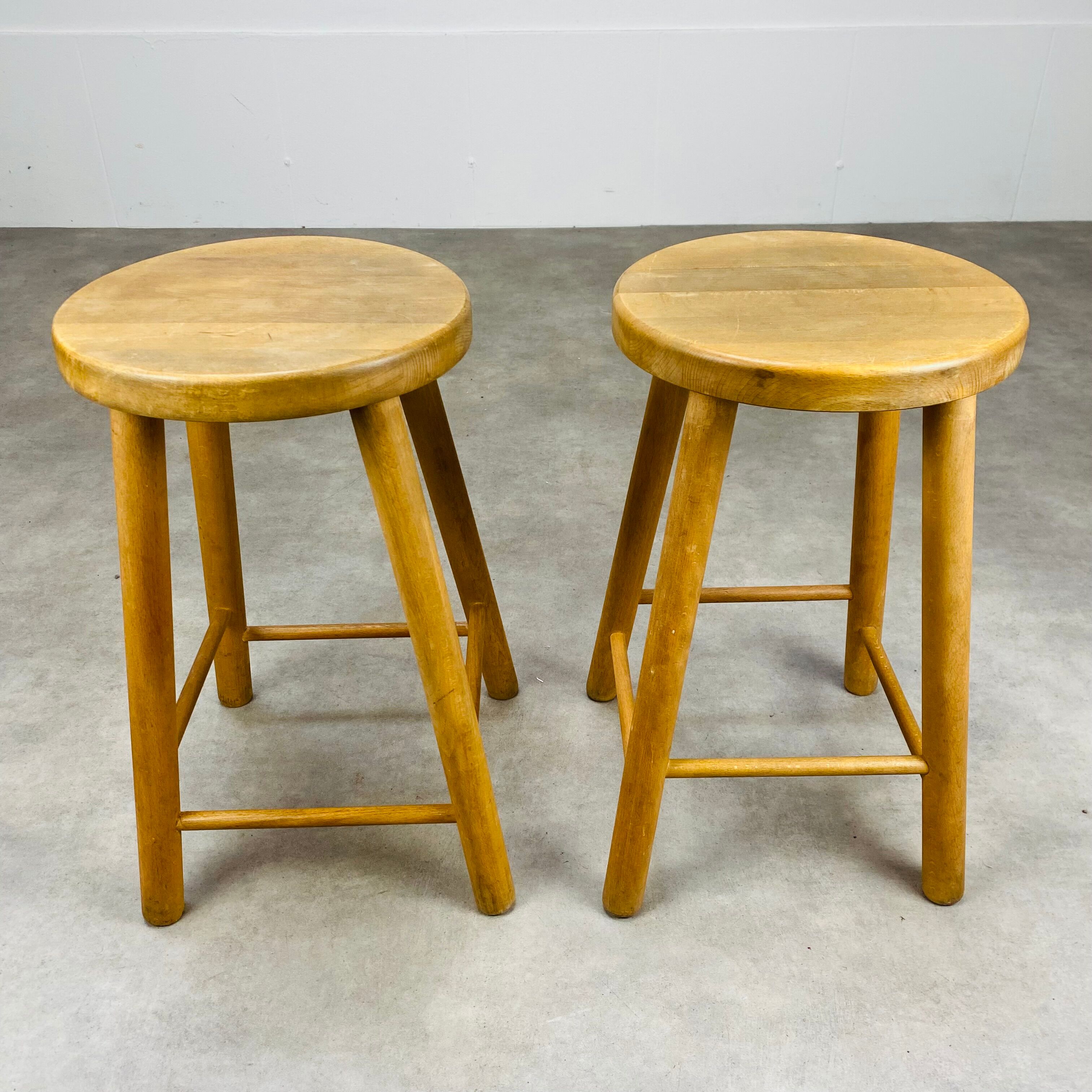 Pair of vintage wooden stools
