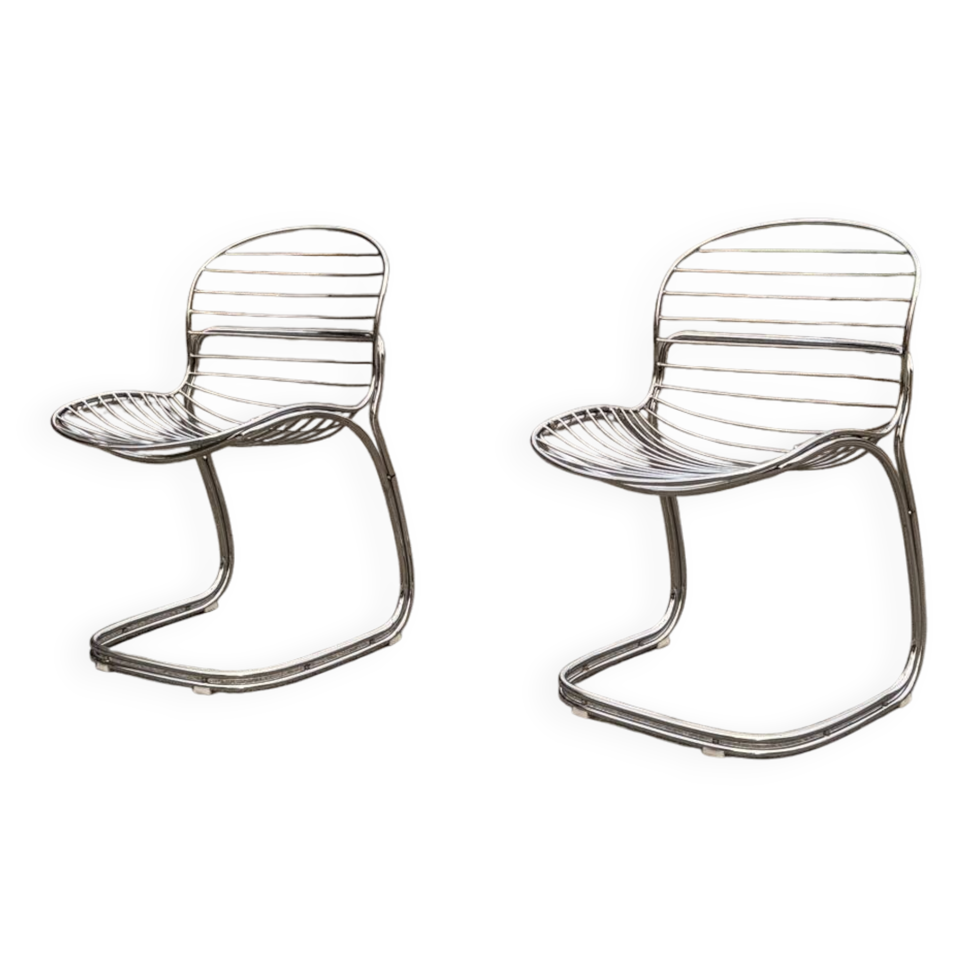 Paire de chaise en métal chromé