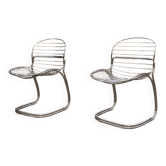 Pair of chrome metal chairs