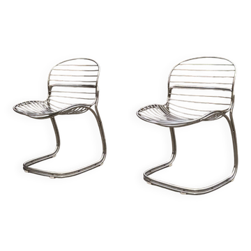 Paire de chaise en métal chromé
