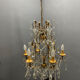 Large Gilded Florentine Tole and Crystal Chandelier, 1950s