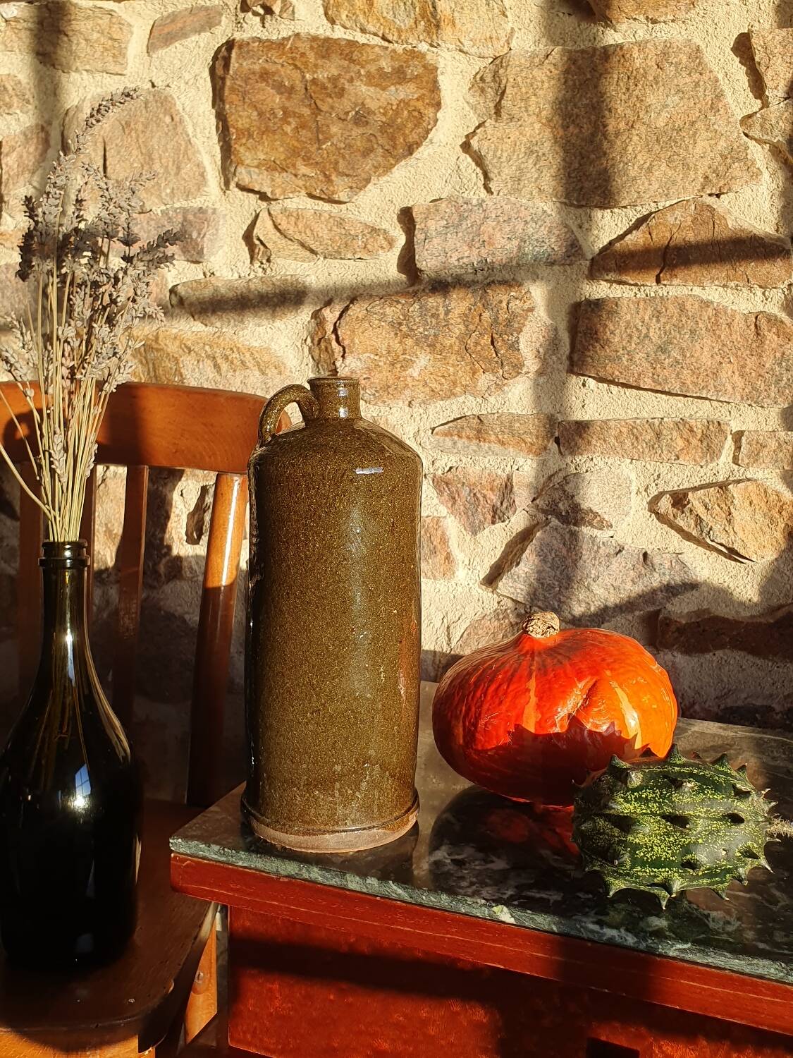 Dark green terracota Stoneware bottle