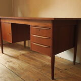 Danish spacious teak desk by Gunnar Nielsen Tibergaard 1960s