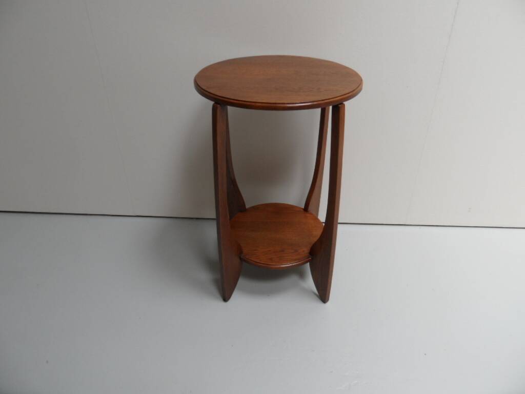 Table d'appoint ronde en chêne Art Déco