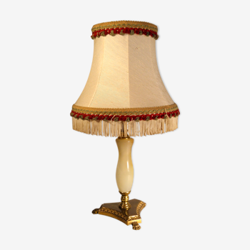 Onyx table lamp and fabric