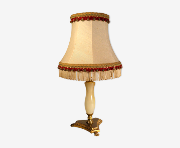Onyx table lamp and fabric