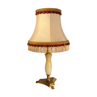 Onyx table lamp and fabric