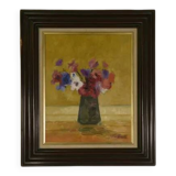 Post-impressionist oil on canvas still life The Anemones by Arthur Van Hecke 1980
