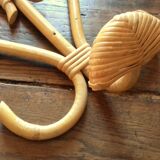 Pair vintage rattan coat holder