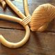 Pair vintage rattan coat holder