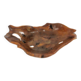 Large olive wood empty pocket, signed, 1966