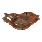 Large olive wood empty pocket, signed, 1966