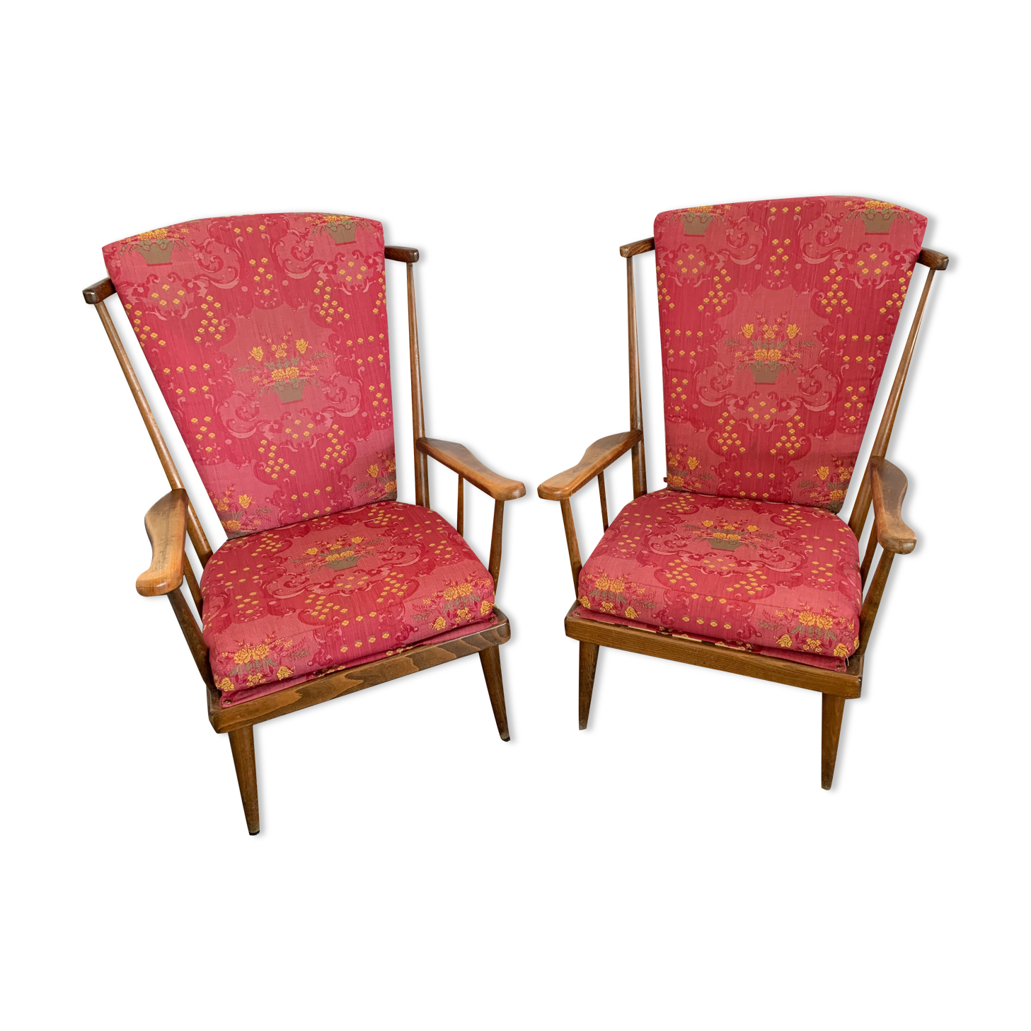 Paire fauteuils Baumann éventail
