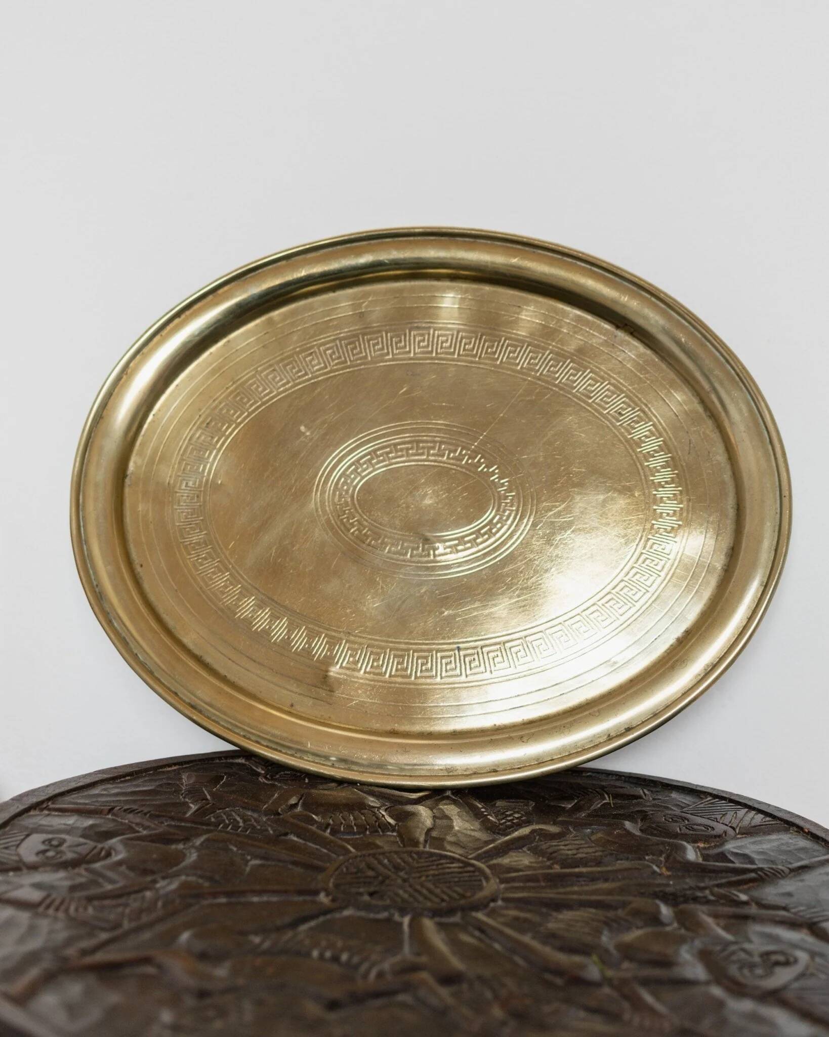 Plateau ovale en métal doré à l'or fin vintage par Henniger & Co, Art Déco Allemagne, années 1930