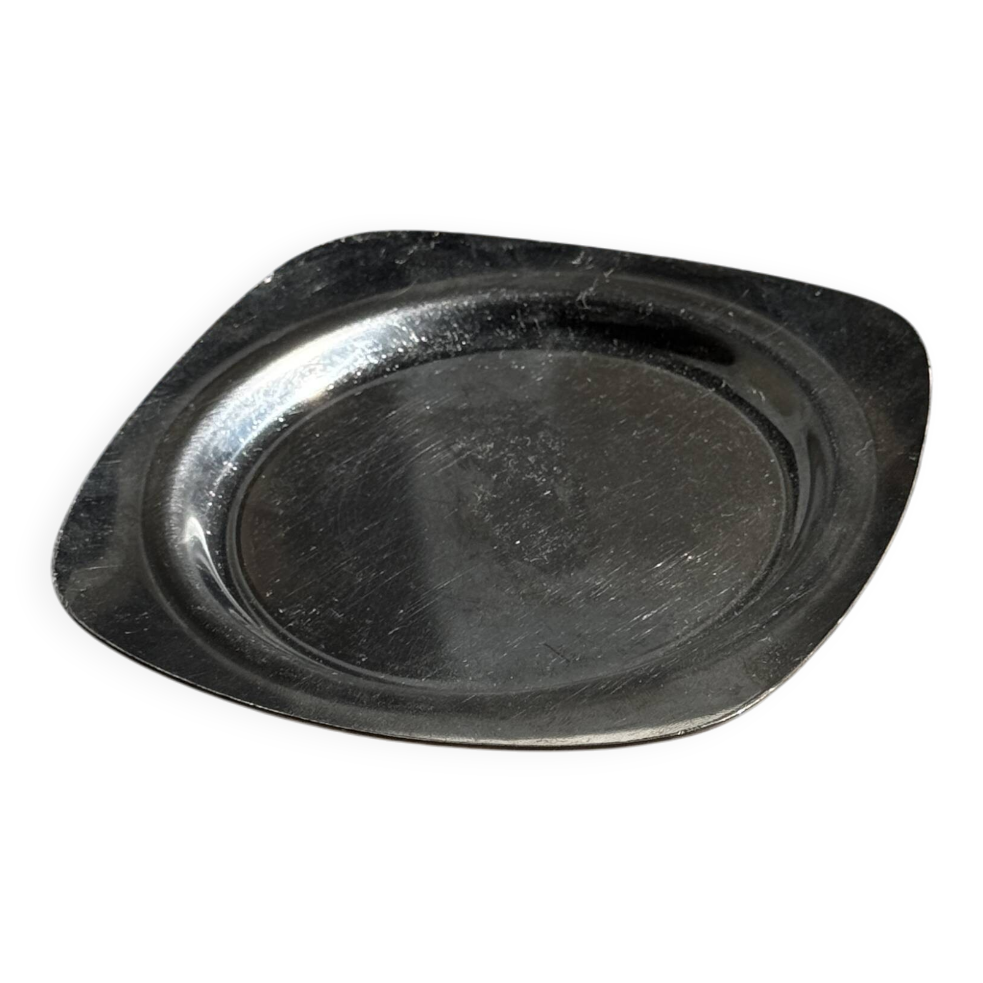 Vintage silver-plated metal round mini bowl D 11.5
