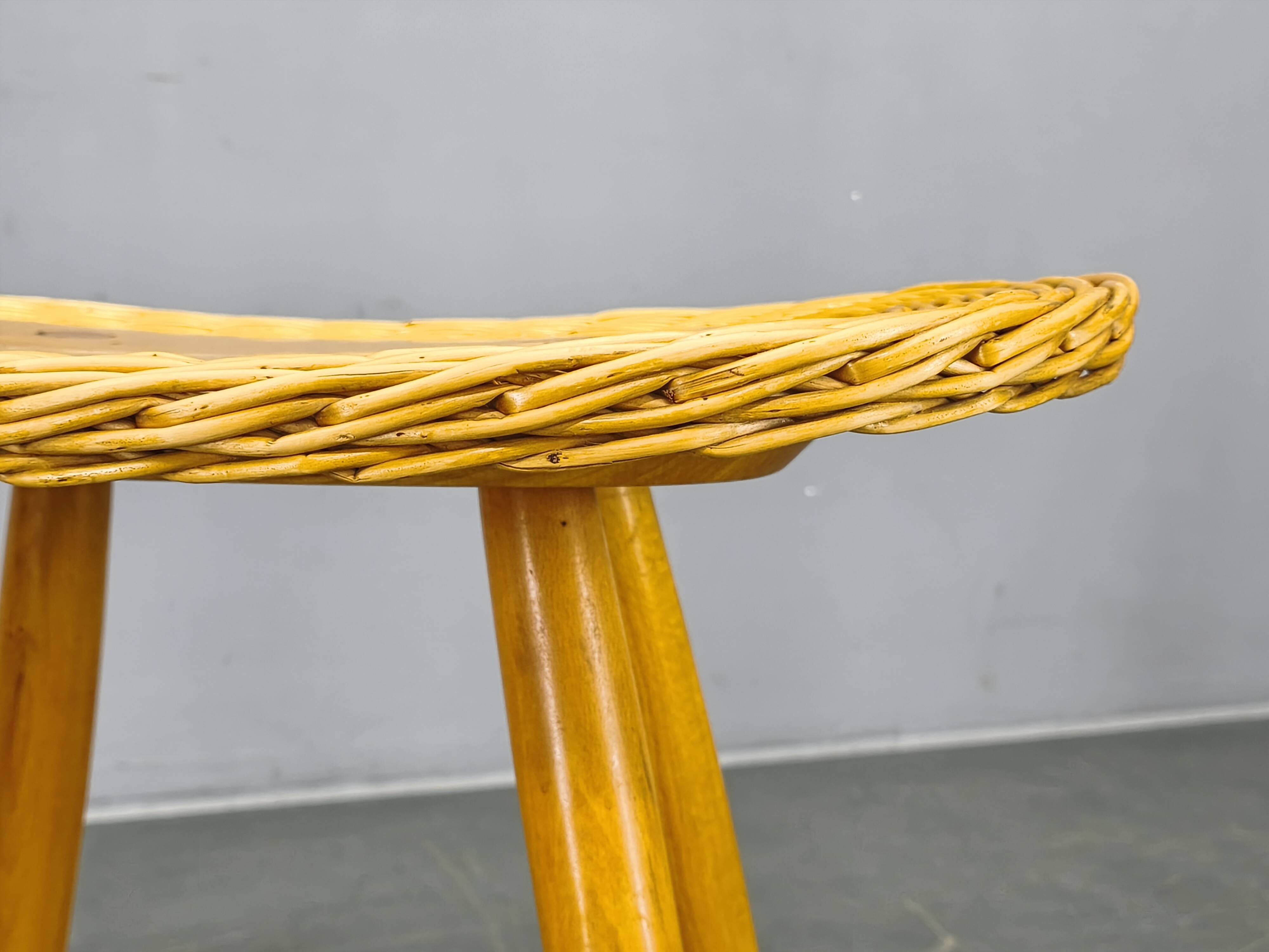 Pair of Rattan Side Tables by Jan Kalous for ULUV, 1970s