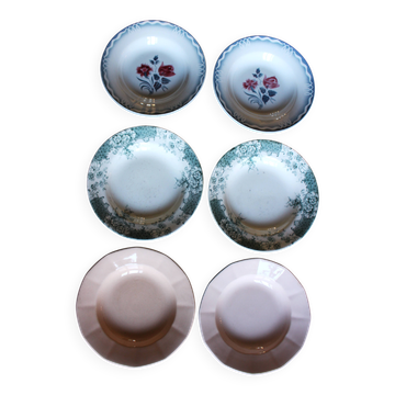 6 assiettes creuses Fécamp Terre de Fer Marinette Rose Digoin Sarreguemines