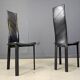 Vintage black leather high back dining chairs, set of 6, 1980s