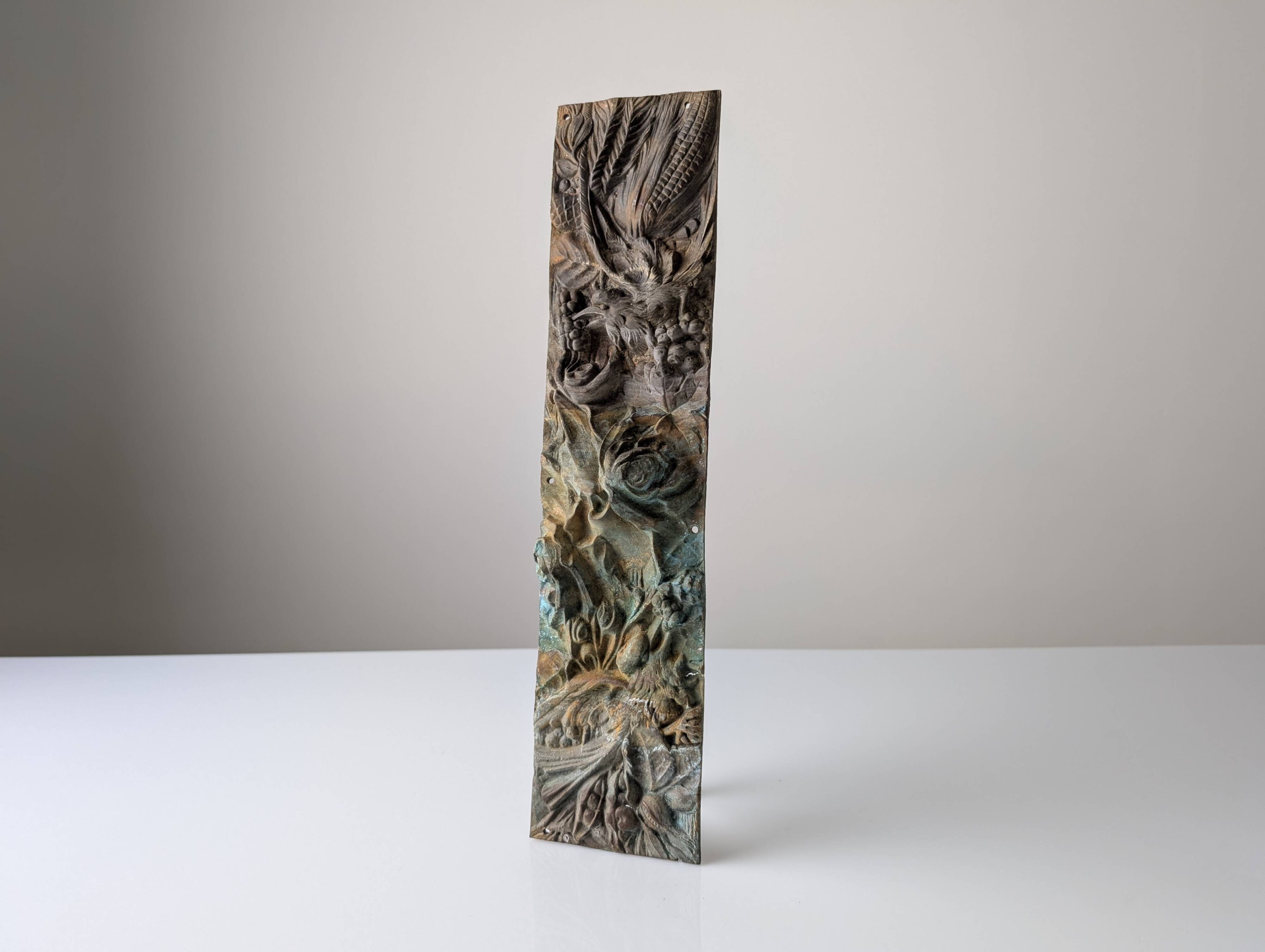 Antique Bronze Relief of Nature and Birds, 1900s