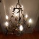 Chandelier cage décor birds and flowers in Meissen porcelain