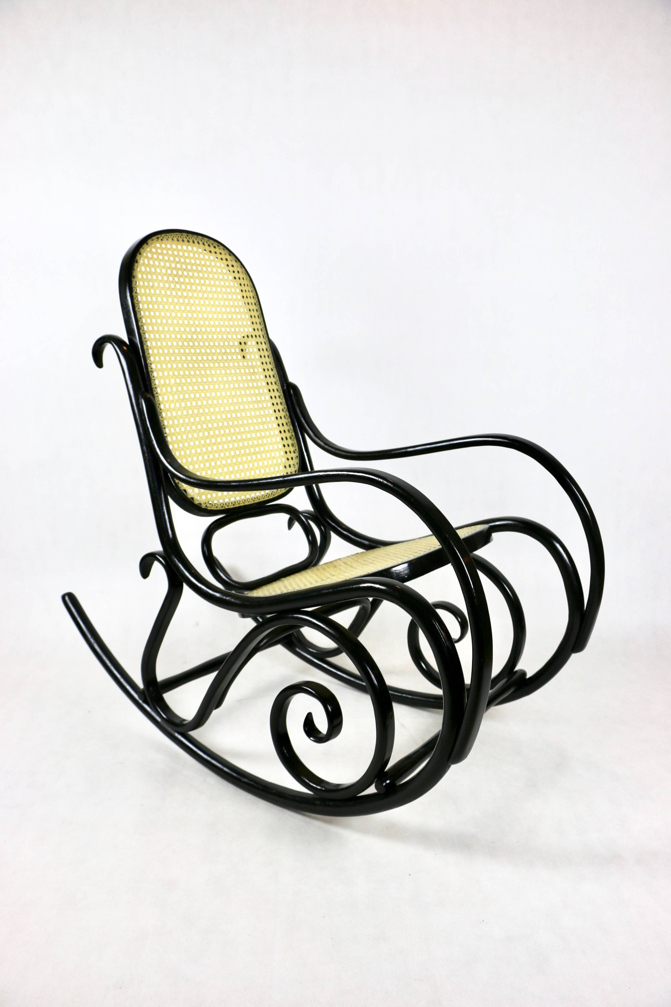 Vintage Black Rocking Chair attributed to Michael Thonet