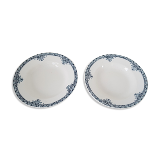 Hollow ceramic plates beige and blue Saint Amand & Hamage