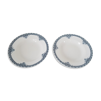 Assiettes creuses céramique beige et bleu Saint Amand & Hamage