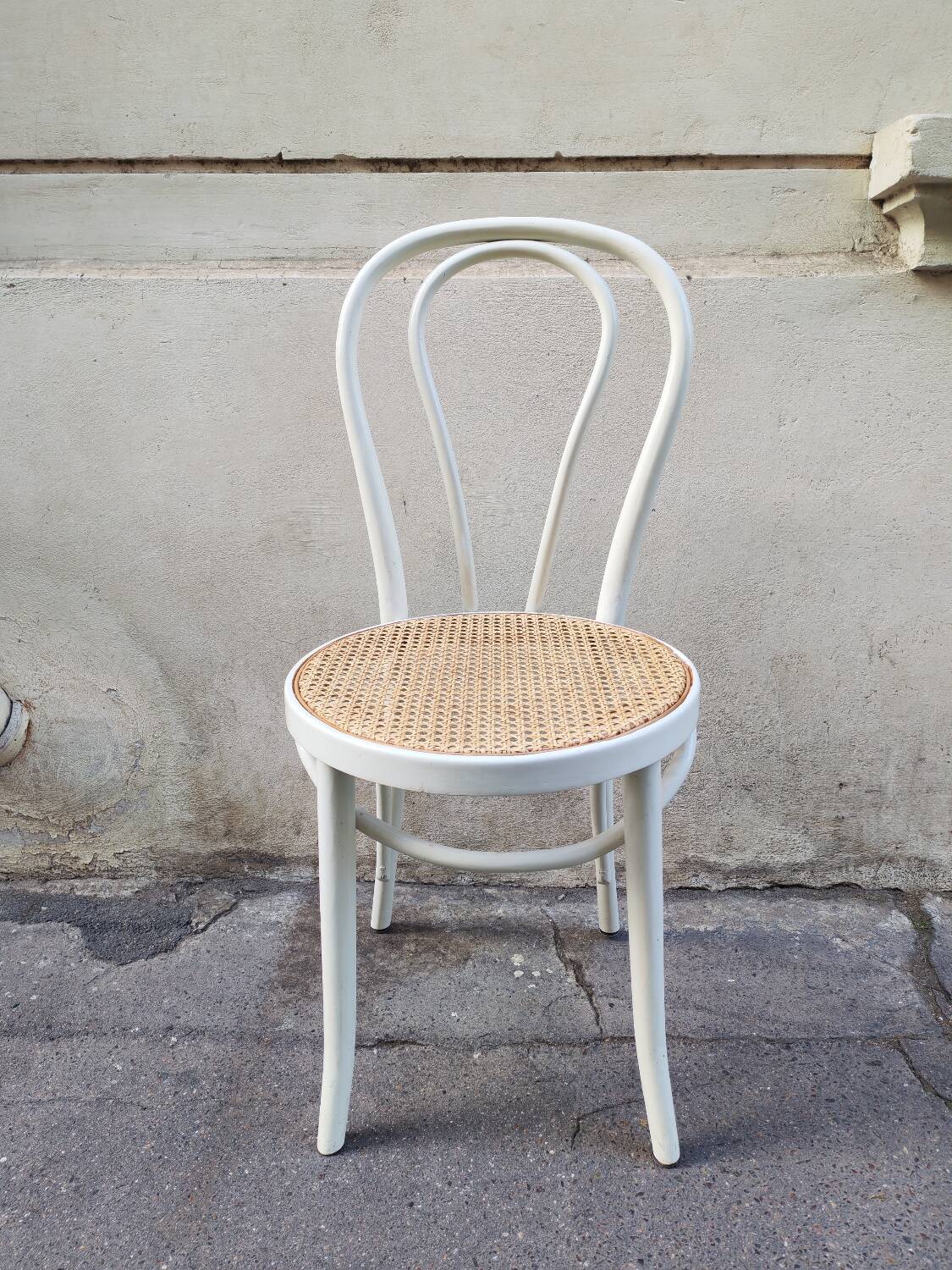 White lacquered wooden bistro chair