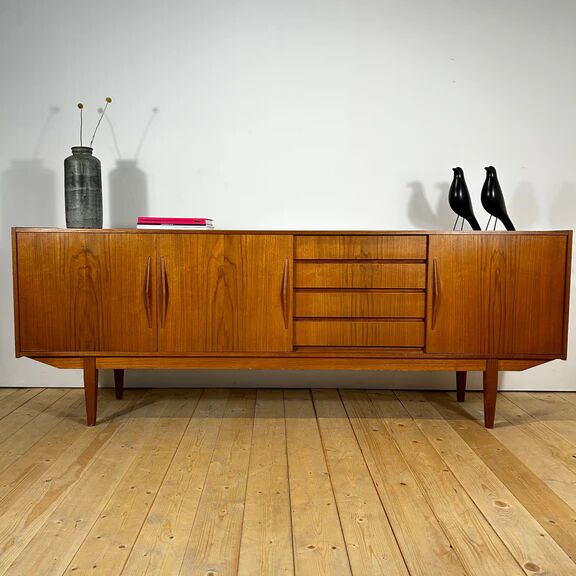 Teak sideboard with sliding doors, 1960s