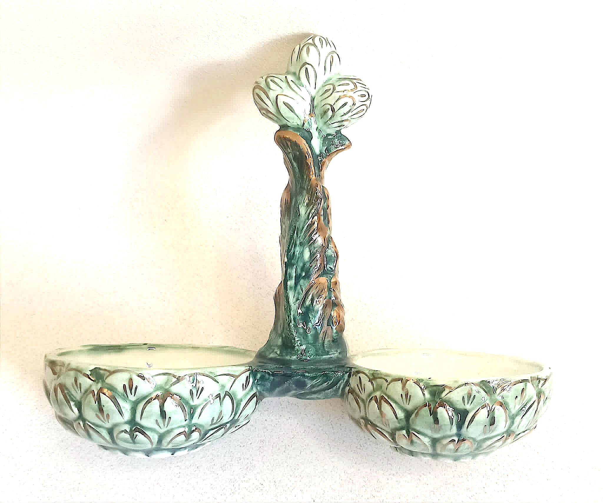 Asparagus server barbotine 1960s Height 18 cm