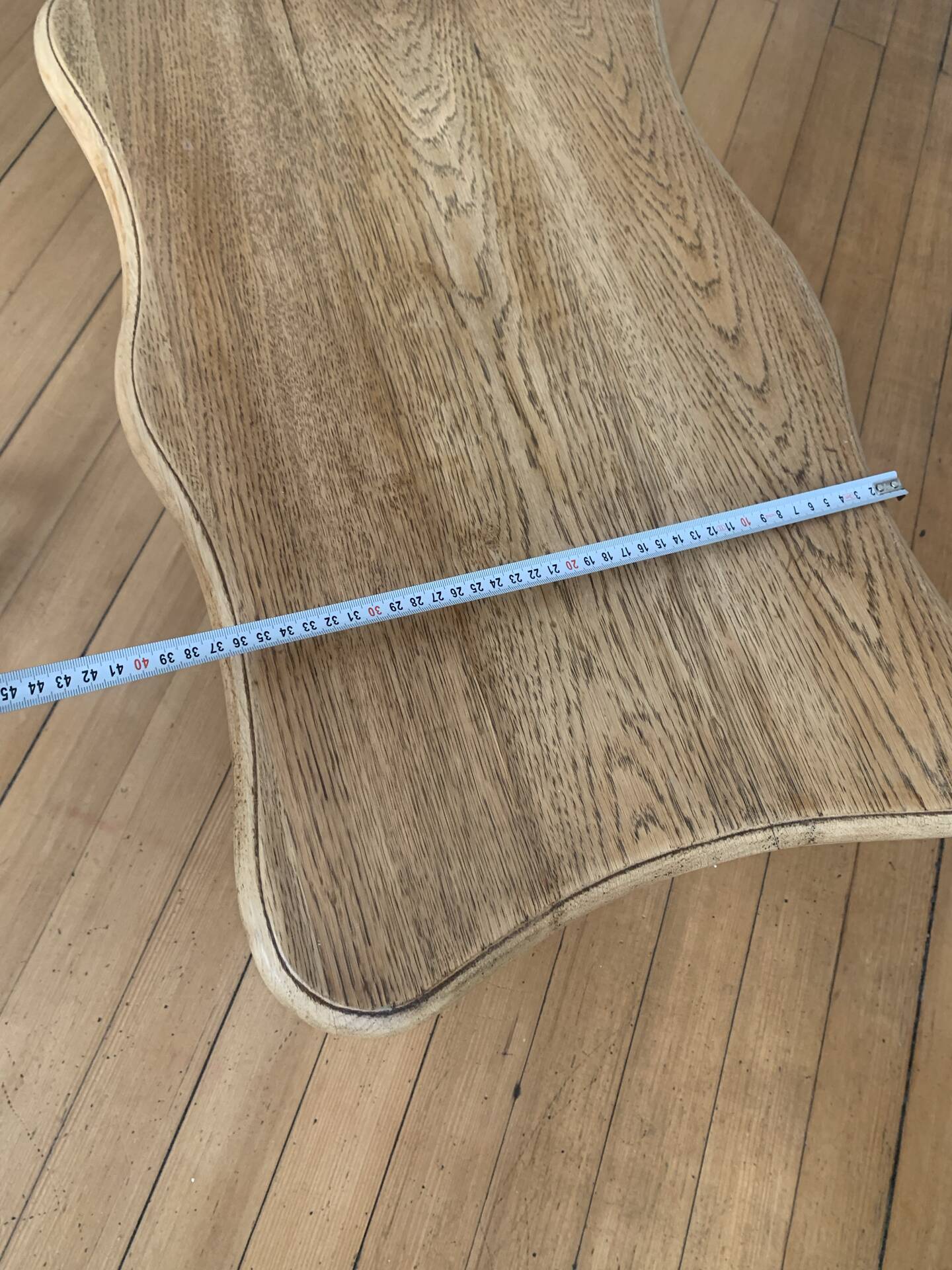 Table basse vintage en chêne, forme libre