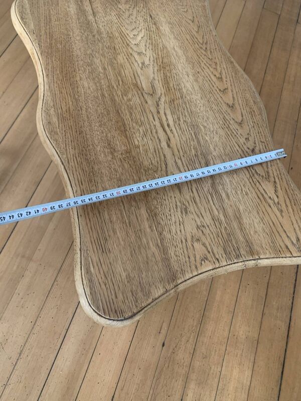 Table basse vintage en chêne, forme libre