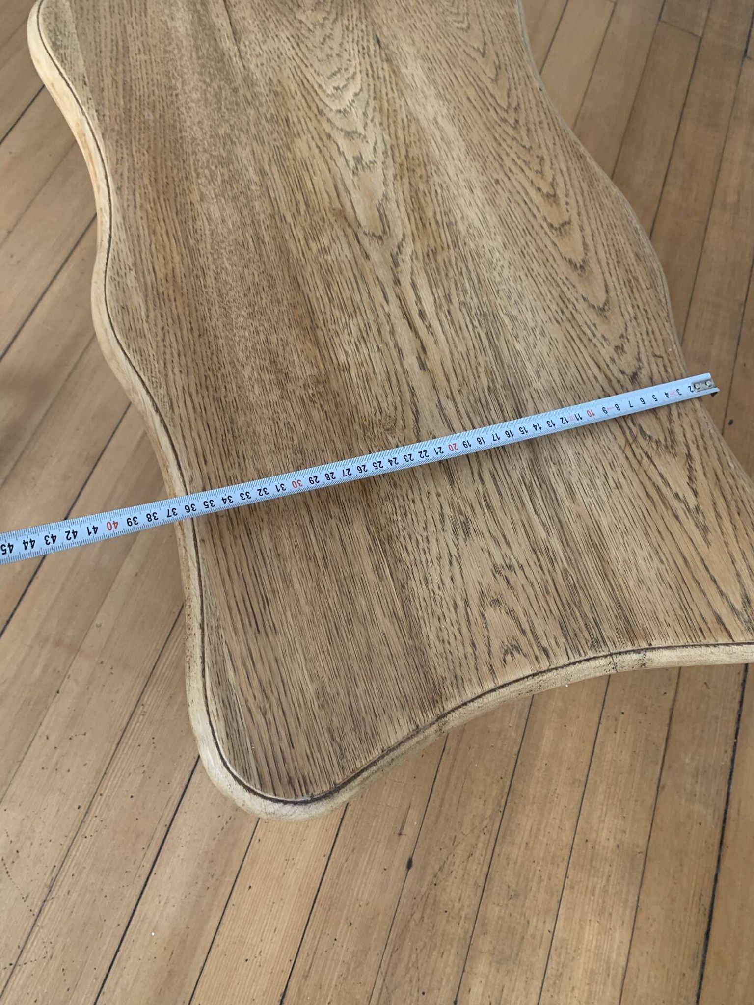 Table basse vintage en chêne, forme libre