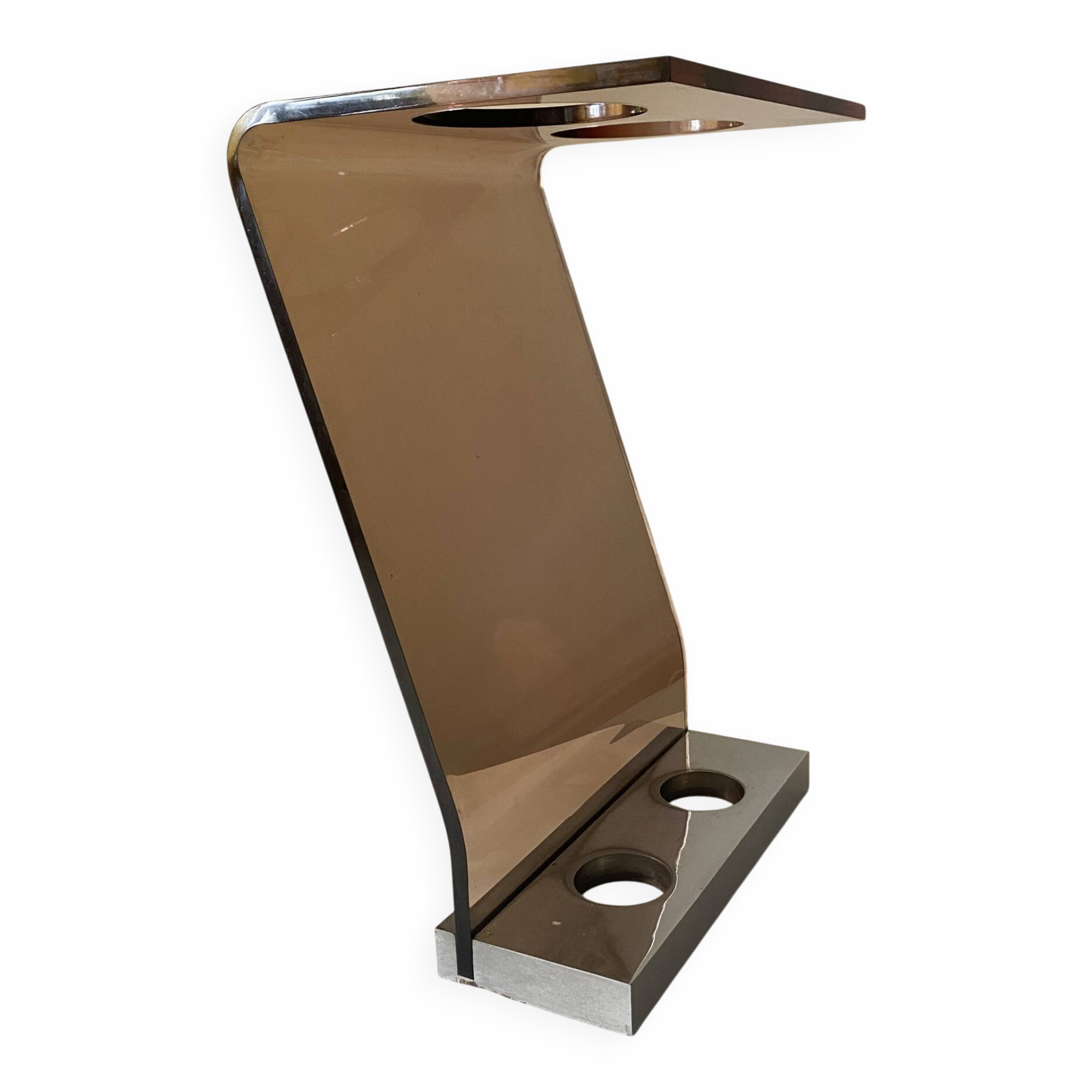 Roche Bobois designer umbrella stand in smoked plexiglass