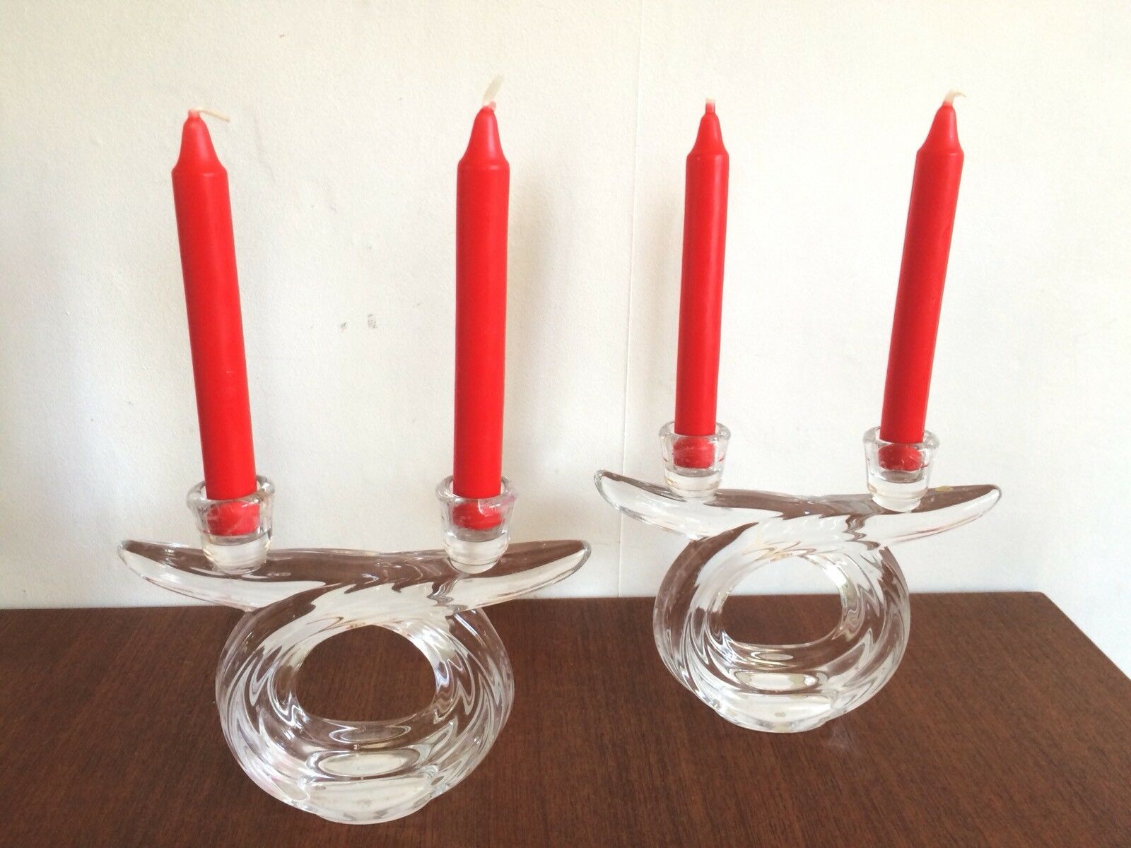 Pair of crystal candle holders of Vannes