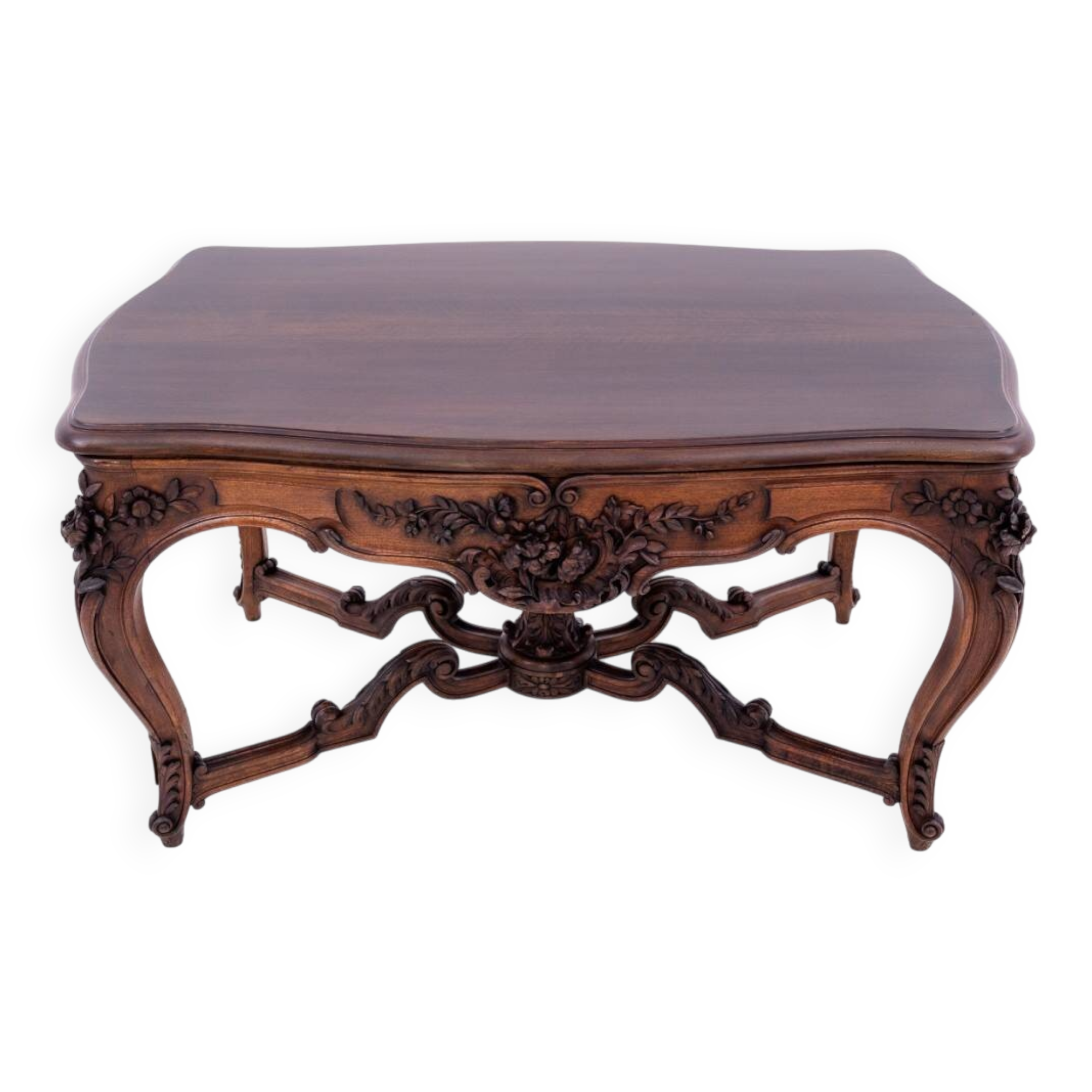Richly carved table - coffee table, France, late 19th century.
