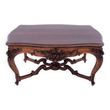Richly carved table - coffee table, France, late 19th century.