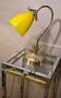 Golden steel lamp, with tulip old marbled yellow glass paste,