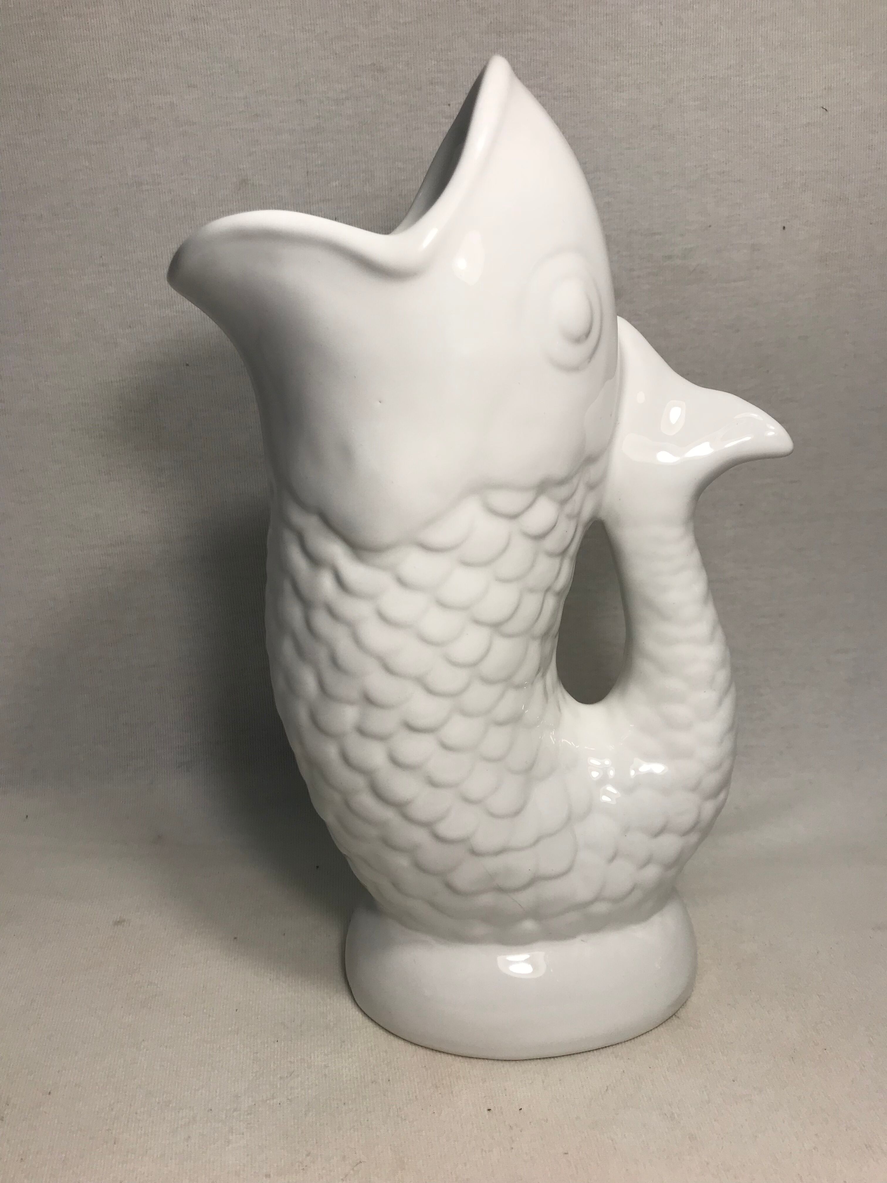 Former pitcher ceramic white shape fish decanter