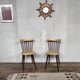 Pair of Baumann bistrot troquet chairs in yellow and brown wood