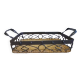 Wicker and iron serving tray