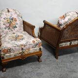 Pair of 1920s caned Chippendale armchairs