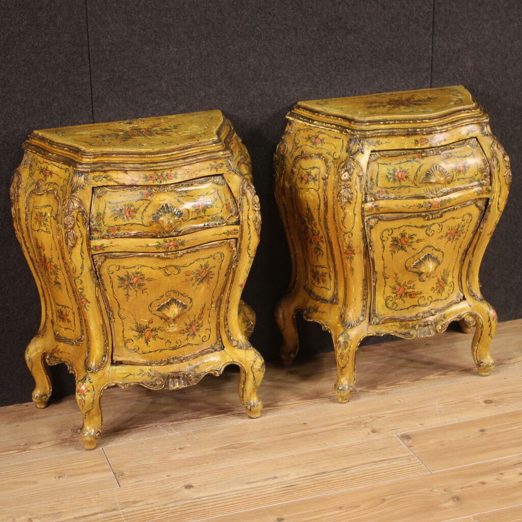Pair of bedside tables in Venetian style from the 60s