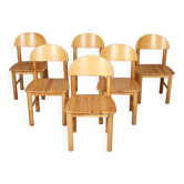 Lot de 8 chaises de salle à manger, Rainer Daumiller, bois de pin, années 1970