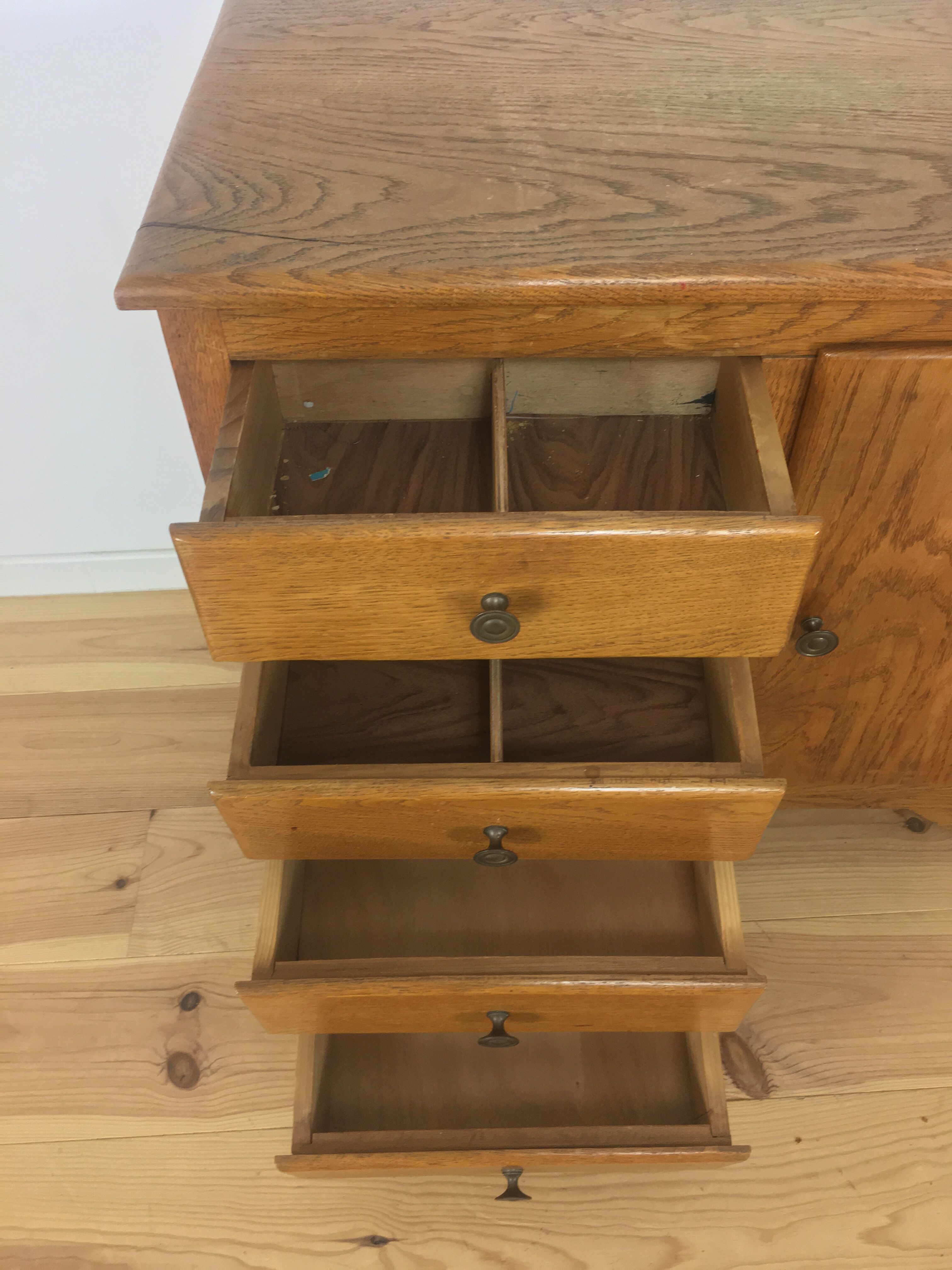 Dresser solid oak compass feet, 50s