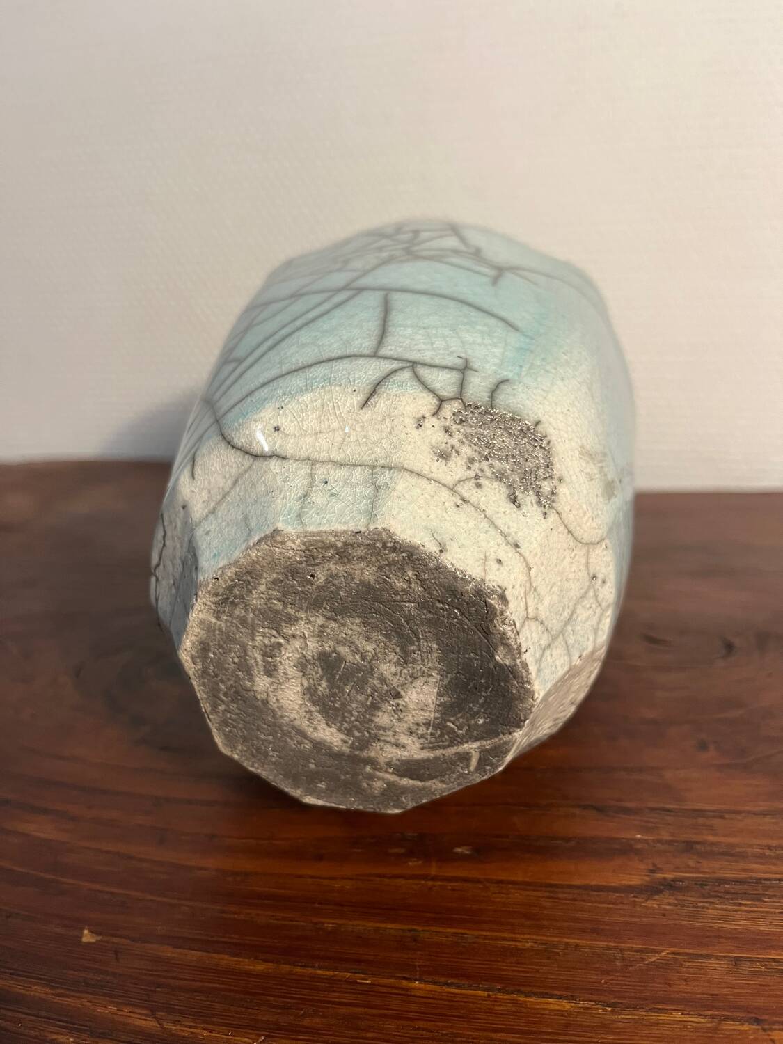 Freeform cracked celadon porcelain vase