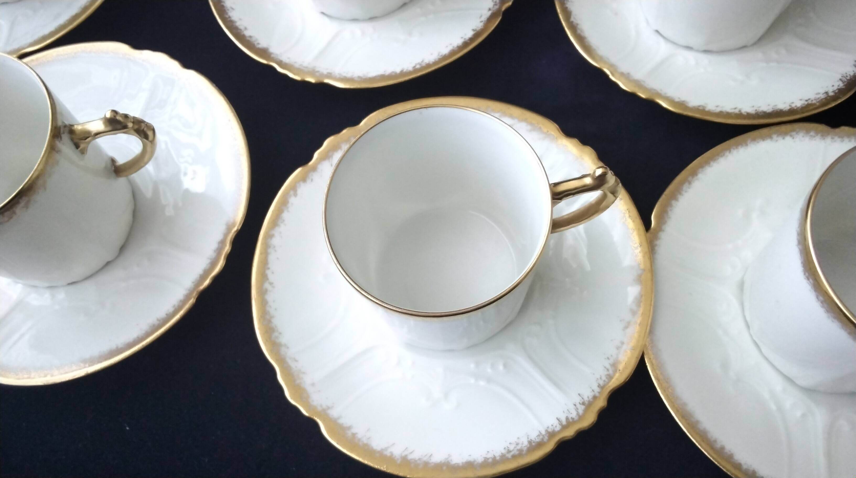 6 antique coffee cups in Limoges porcelain