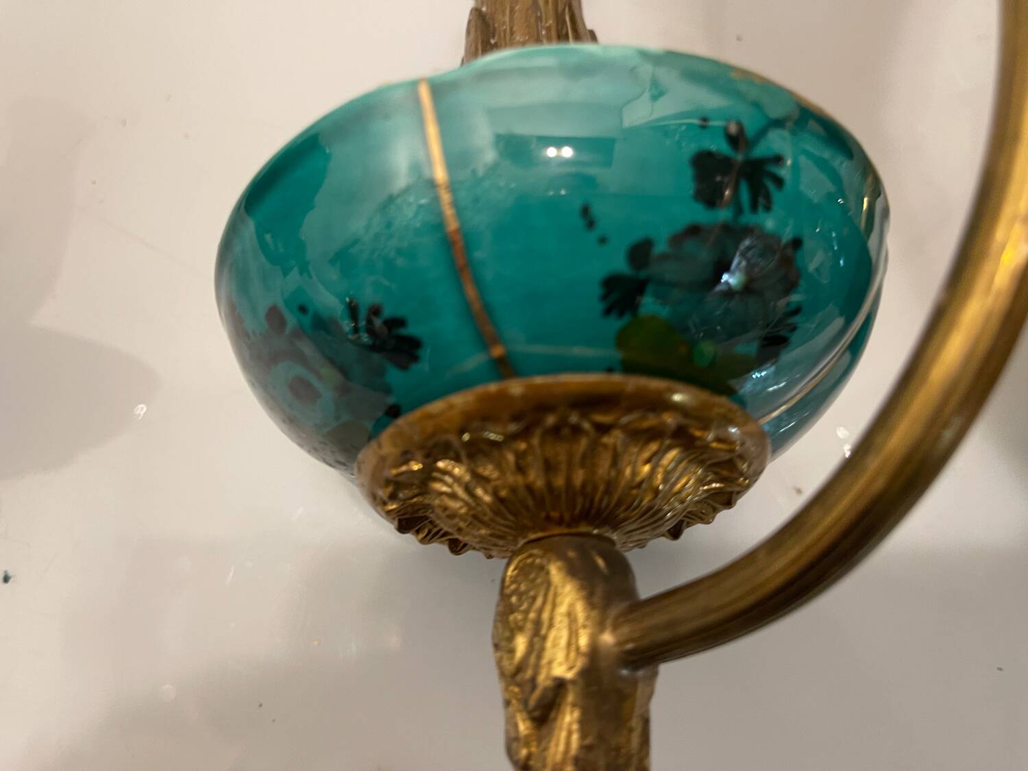 Brass Ceramic Sconces Set of 2 1940’s