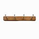 Vintage wooden wall coat rack - 4 steel hooks